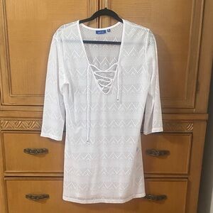 Apt. 9 White Lace-Up Knit Beach Coverup